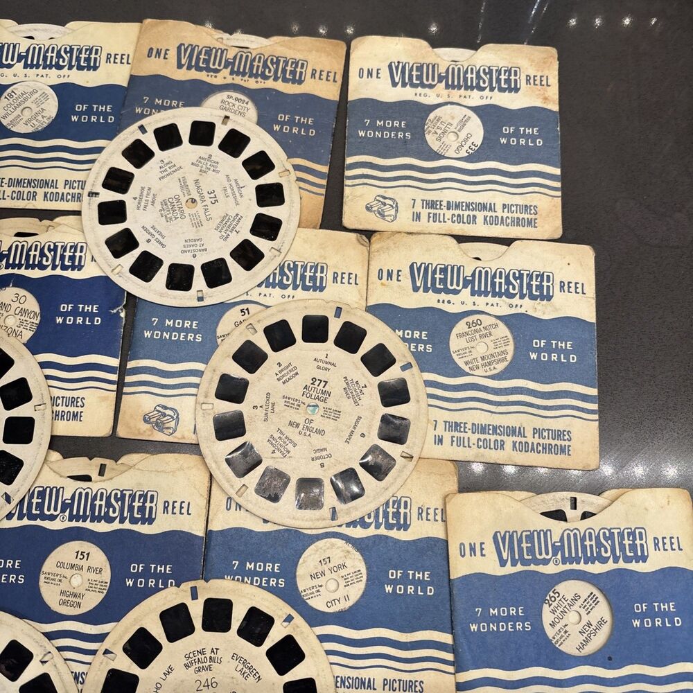 VTG Sawyer View Master Stereoscope Bakelite With 34 Reels 7 More Wonders World - Picture 7 of 11